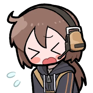目をぎゅっと閉じて我慢するもかのデフォルメイラスト